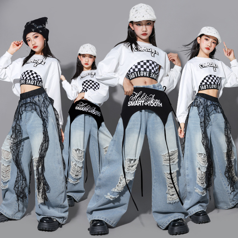 Street Fashion Kpop - Hip-Hop Mädchen Mode K-Pop Crop Top