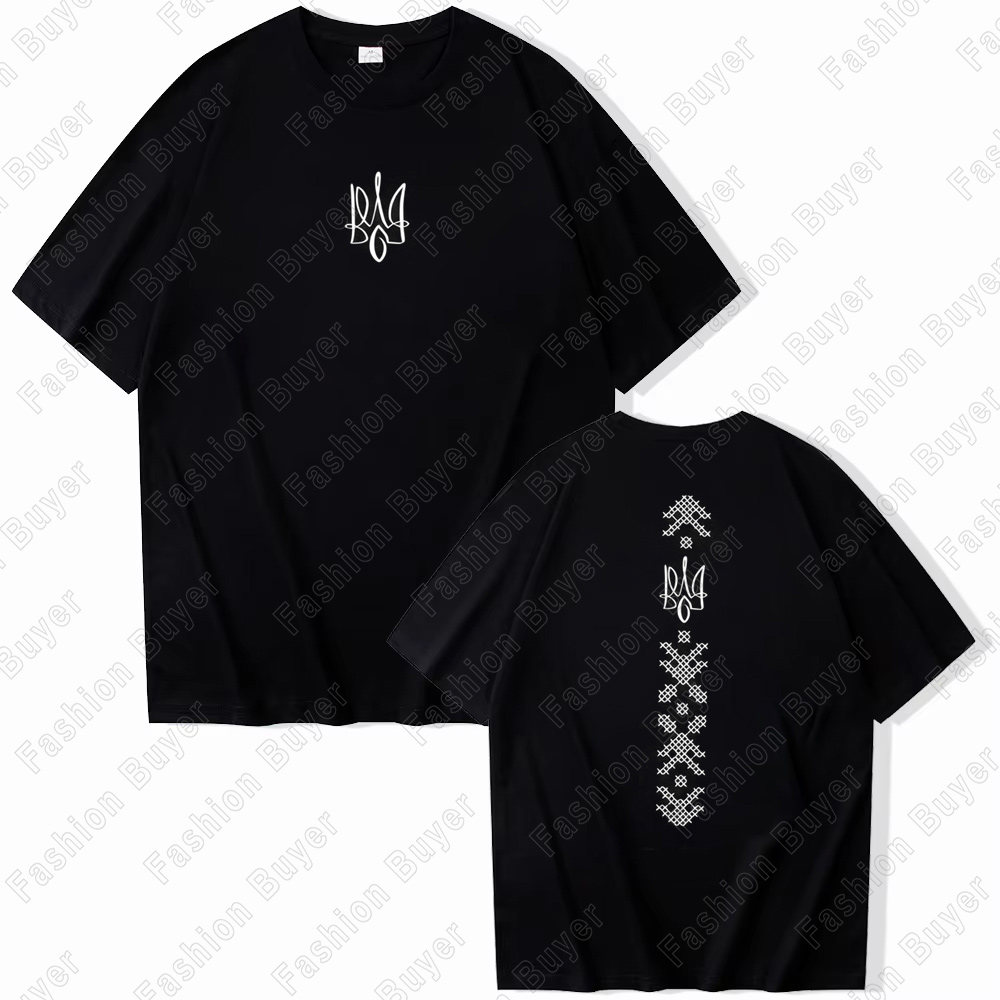 Street Fashion Theme - Ukraine-Themen-T-Shirt mit geometrischem Druck, Unisex, Rundhalsausschnitt,