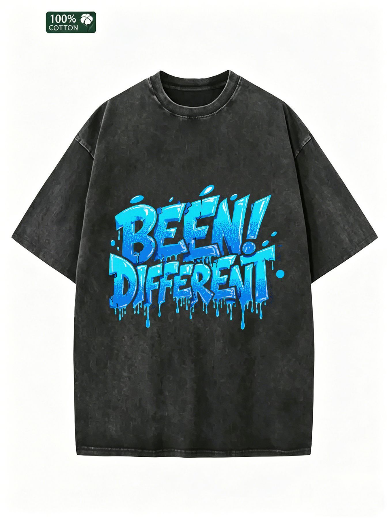 Street Fashion Graffiti - Herren Oversize Acid-Washed T-Shirt mit Grafik-Print,