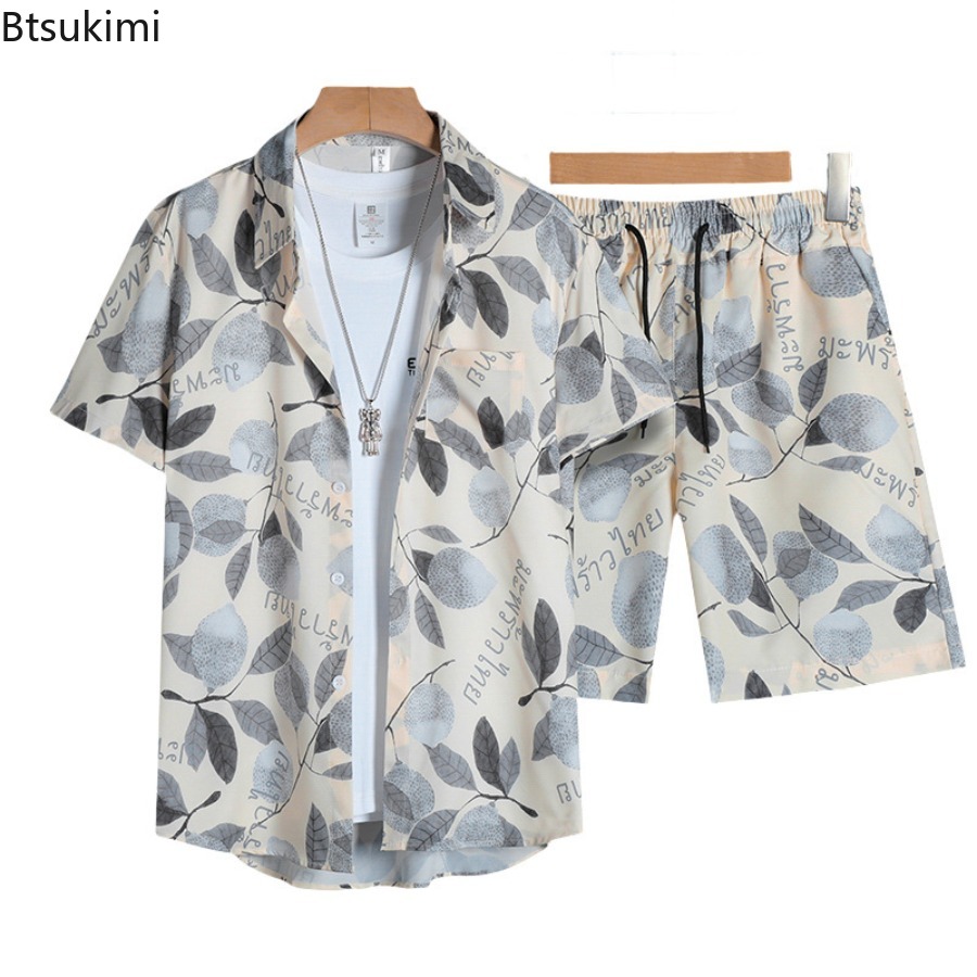 Street Fashion Men - 3D-Gedrucktes Herren-Kurzarm-Hemd-Set Sommer Mode Lässiges Dünnes