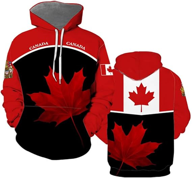 Street Fashion Canada - Kanada Hoodie Maple Leaf 3D Gedruckt