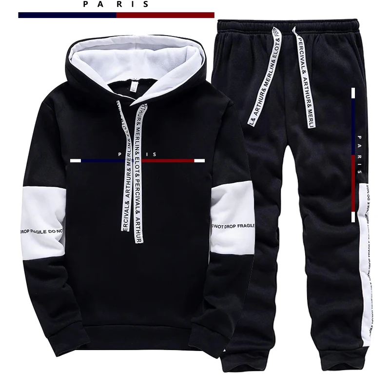 Street Fashion Men - Paris Fashion Bedrucktes Herren-Set/Hoodie/Hose Herbst Täglicher