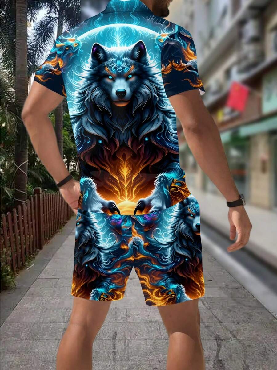 Herrenmode 3D-Wolf-Print Reißv – Street Fashion Style Bewertung und Preis