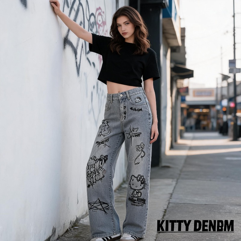 Niedliche Keiokitty Strass Gra – Street Fashion Graffiti Bewertung und Preis