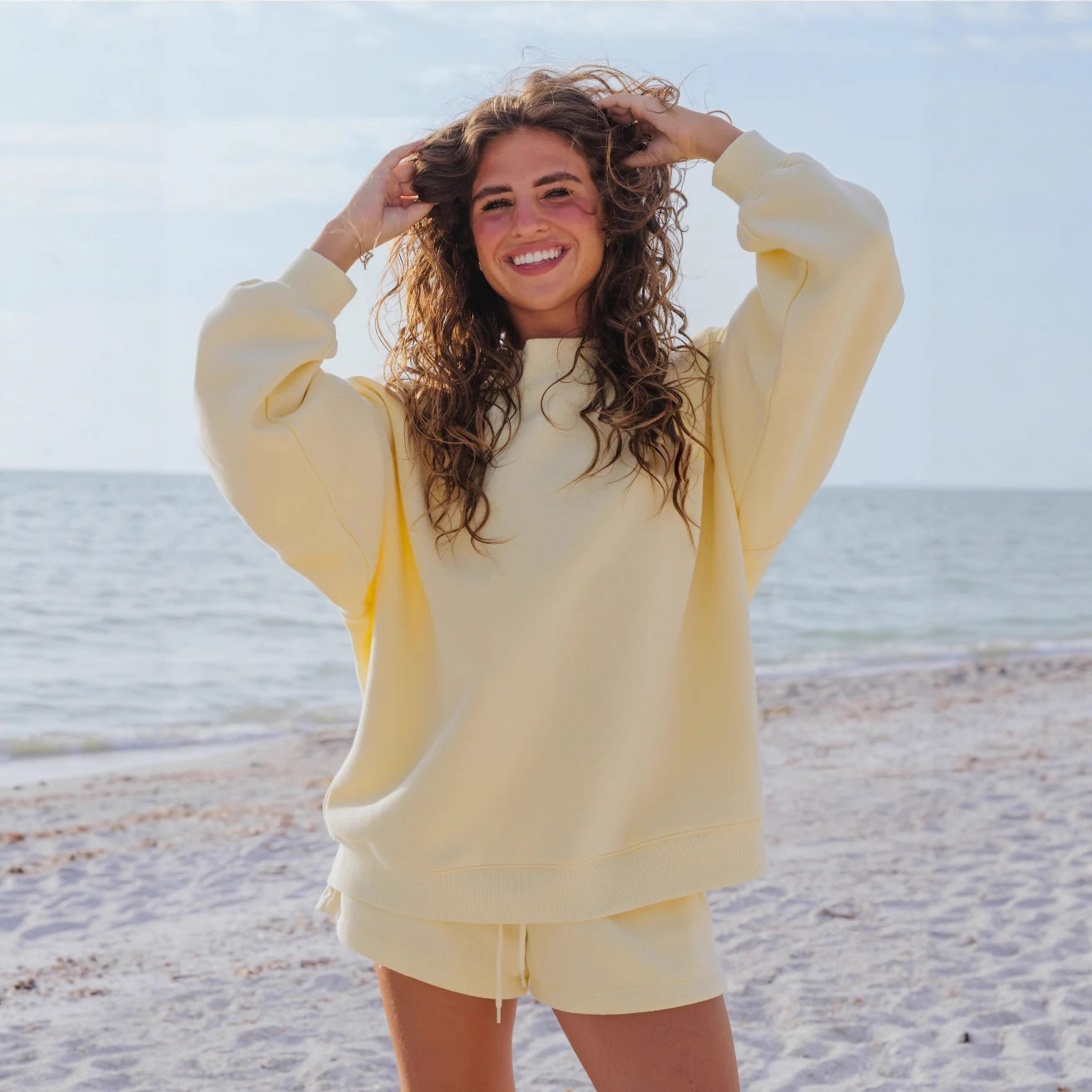 Damen Einfarbiges Fleece Zweit – Oversized Crewneck Fleece Bewertung und Preis