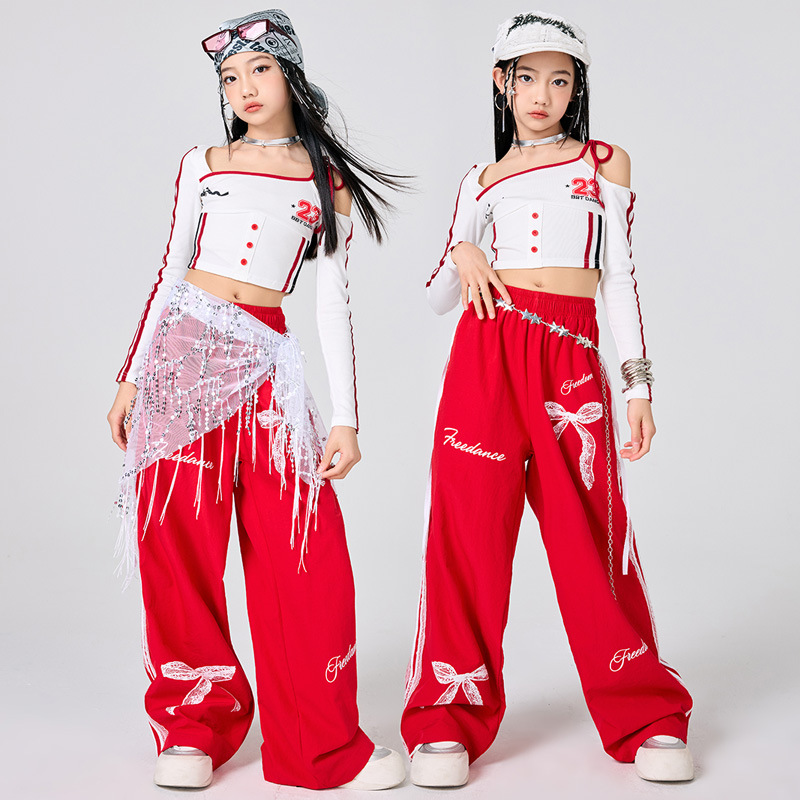 Mädchen Hip Hop Kleidung Weiß  – Street Fashion Kpop Bewertung und Preis