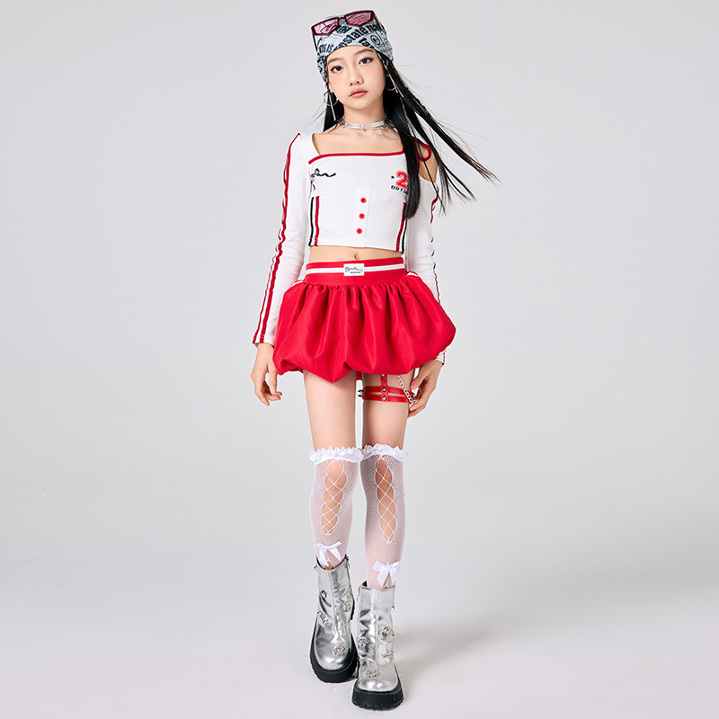 Mädchen Hip Hop Kleidung Weiß  – Street Fashion Kpop Bewertung und Preis