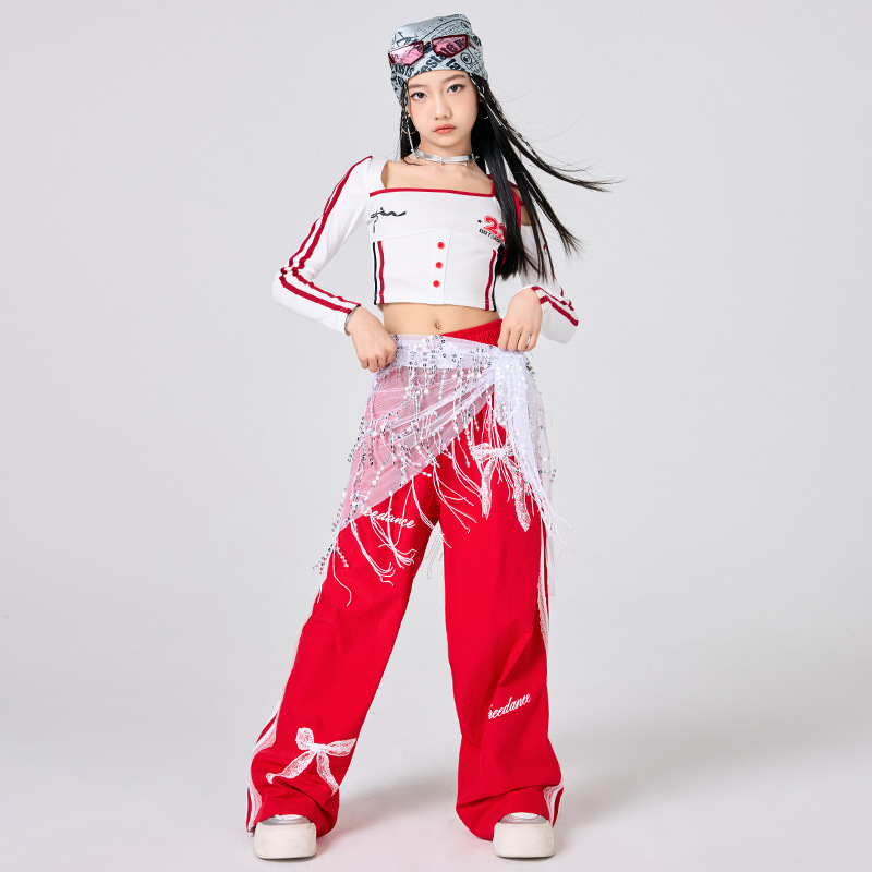 Mädchen Hip Hop Kleidung Weiß  – Street Fashion Kpop Bewertung und Preis