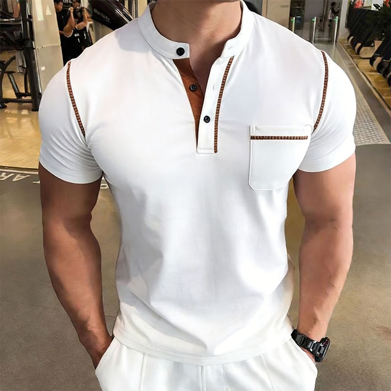 Neues Sommer-Herren-Henley-Kra – Street Fashion Style Bewertung und Preis